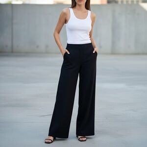 NWT CQbyCH (Cynthia H) Bloomingdale High Waist Wide-Leg Trousers - Black – Sz L